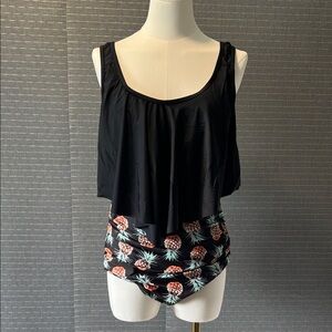Summer Mae Flounce Top And Pineapple Print Bikini Set